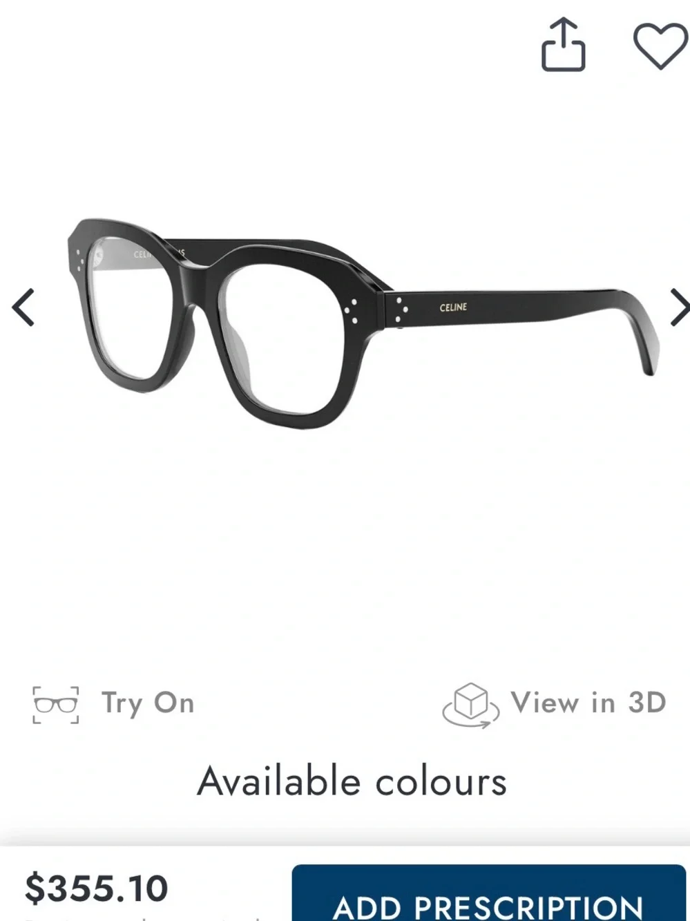 CELINE Paris 3 Dot women’s Black Glasses *Frames Only*